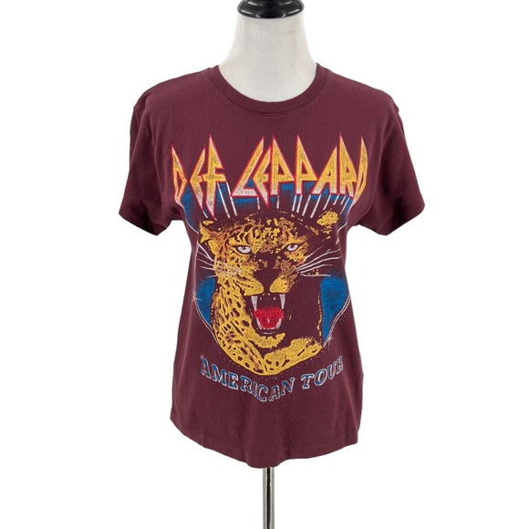 Daydreamer Tops - Daydreamer Womens Def Leppard American Tour Graphic Tee Huckleberry Small Rock